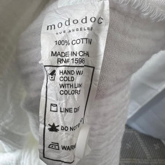 Mododoc Gauze Long Sleeve Shirt with Raw Edges in White - Size M - Picture 7 of 7